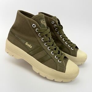 Gola Womens Anthropologie Coaster High Top Trainers Sneakers Sz 6 Green‎ Grunge
